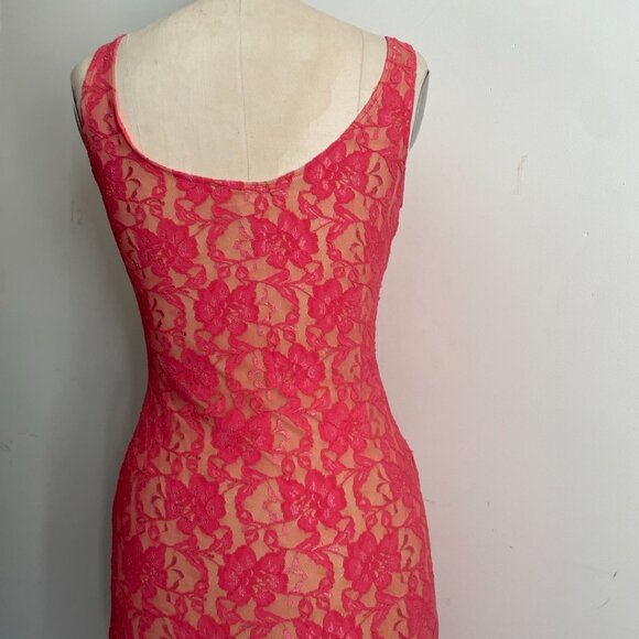 Pink Floral Lace Hi-Low Dress - Picture 4 of 12